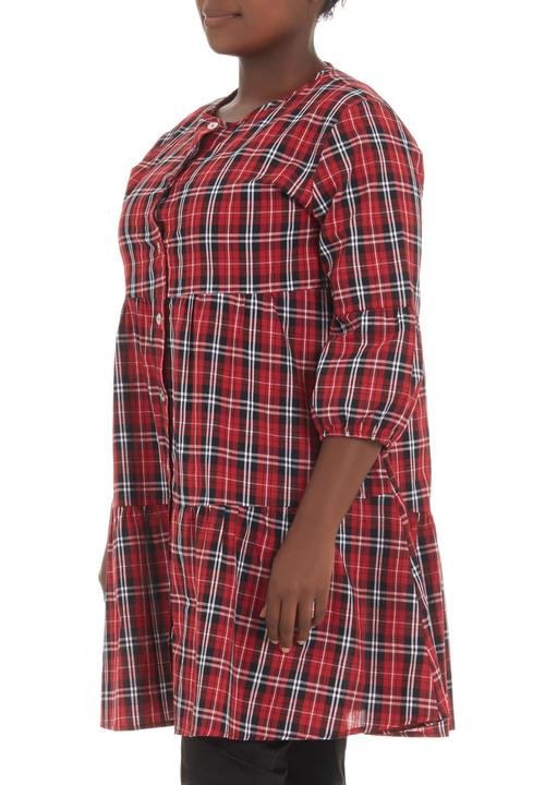 Megalo - Smocked tiered tunic Red
