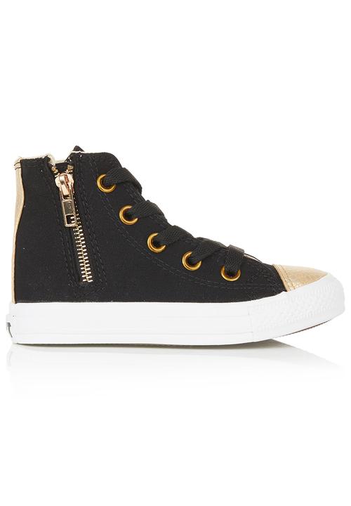 SOVIET - Canvas Hi-cuts with Zip Detail Black