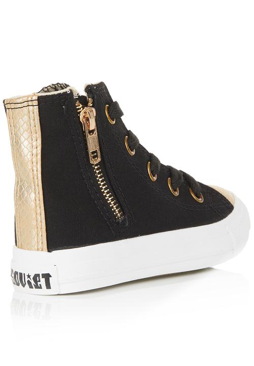 SOVIET - Canvas Hi-cuts with Zip Detail Black