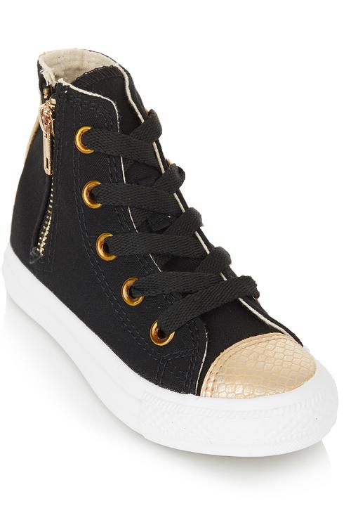 SOVIET - Canvas Hi-cuts with Zip Detail Black