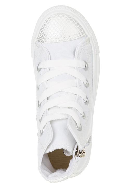 SOVIET - Canvas Hi-cut Sneakers with Zip Detail White