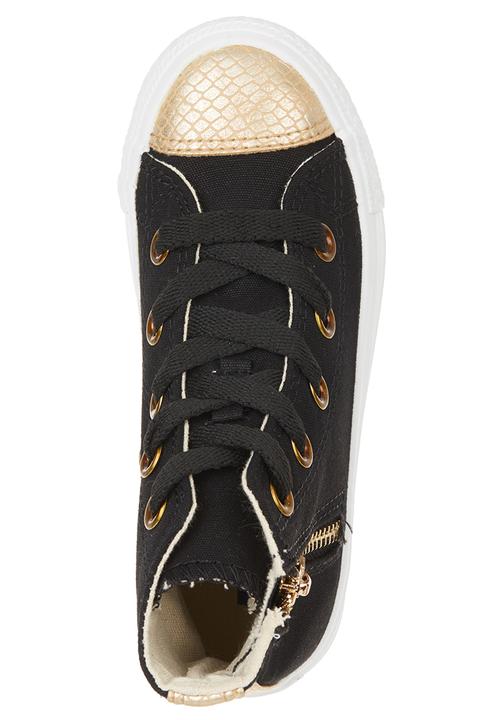 SOVIET - Canvas Hi-cuts with Zip Detail Black