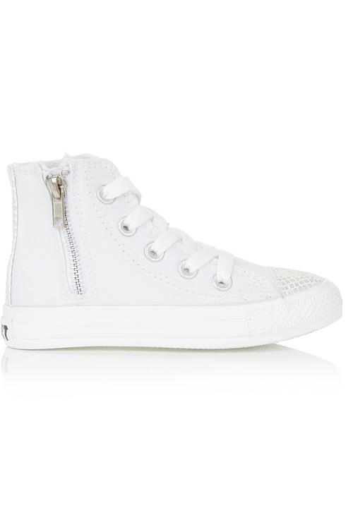 SOVIET - Canvas Hi-cut Sneakers with Zip Detail White