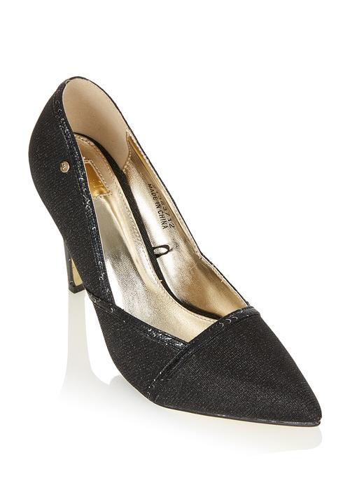 black glitter court heels