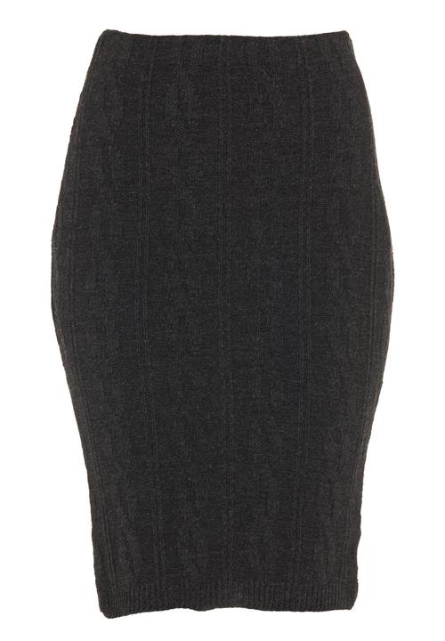 London Hub - Cable-knitted pencil skirt Grey