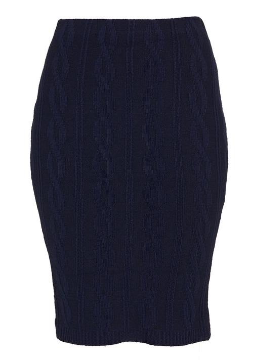 London Hub - Cable-knitted pencil skirt Navy