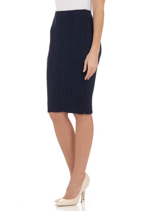 London Hub - Cable-knitted pencil skirt Navy