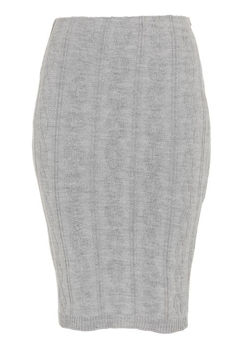 London Hub - Cable-knitted pencil skirt Grey