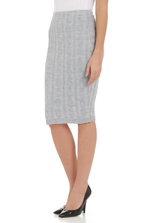 London Hub - Cable-knitted pencil skirt Grey