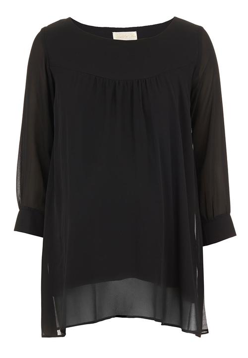 Label of Love - Chiffon baby doll top Black