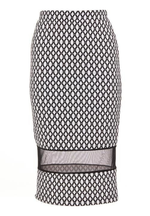 STYLE REPUBLIC - Pencil skirt with mesh inset Black/White