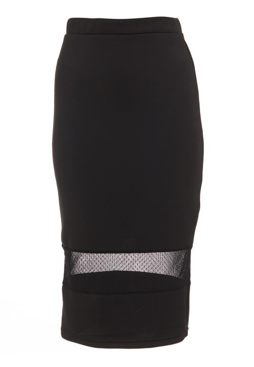 STYLE REPUBLIC - Pencil skirt with mesh inset Black