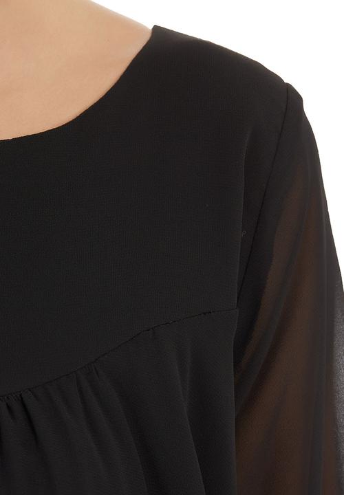 Label of Love - Chiffon baby doll top Black