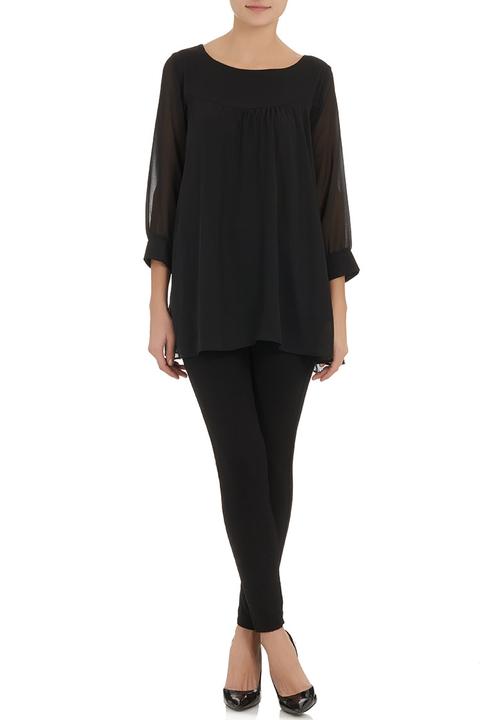 Label of Love - Chiffon baby doll top Black