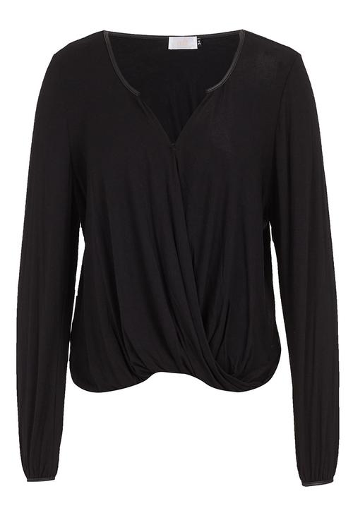 edit - Cross-over pleather trim top Black