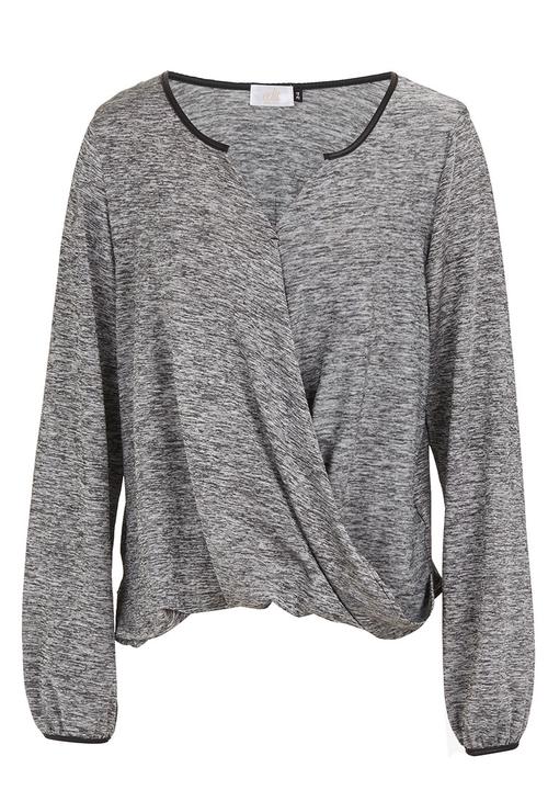 edit - Cross-over pleather trim top dark Grey