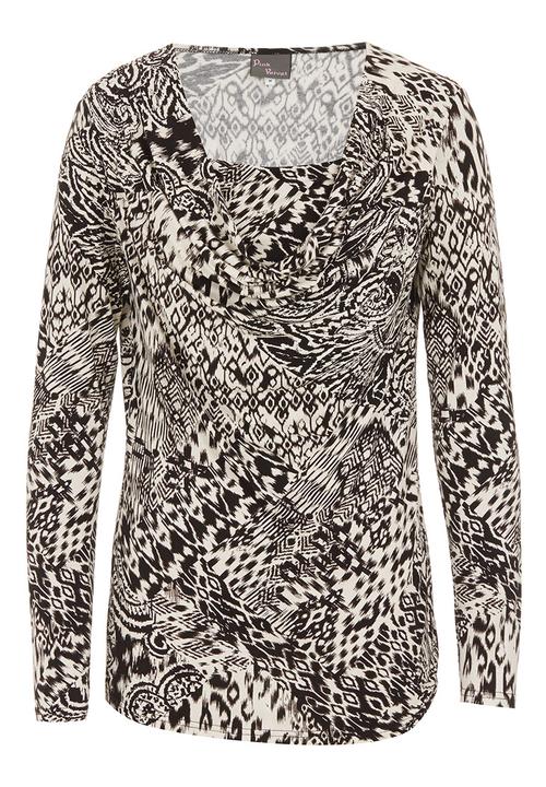 edit - Aztec-print cowl-neck top Black