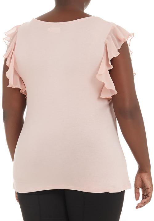 edit - Flutter-sleeved T-shirt Pale Pink