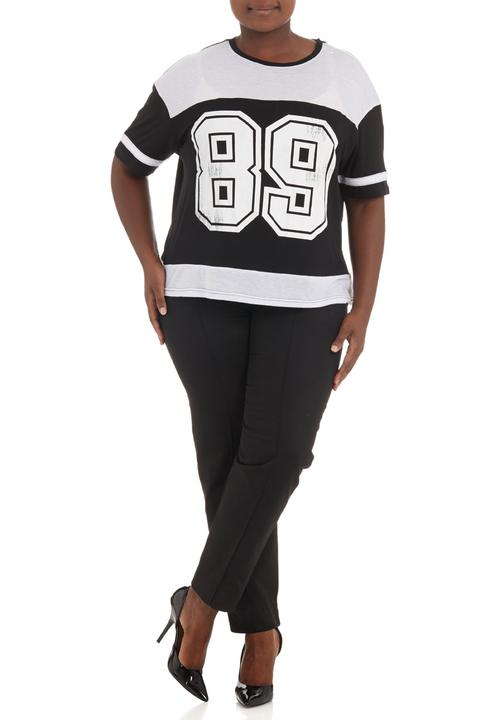 edge - Printed football T-shirt  Black/White