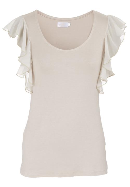 edit - Flutter-sleeved T-shirt Stone/Beige