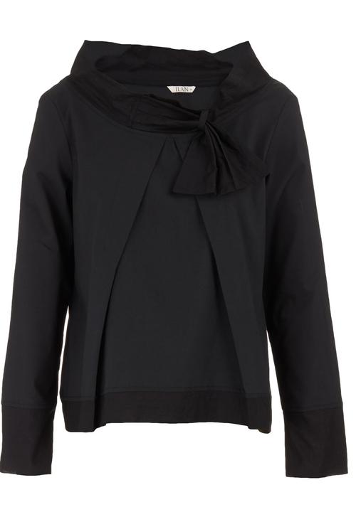 Ilan - Blouse with bow and pleat detail  Black