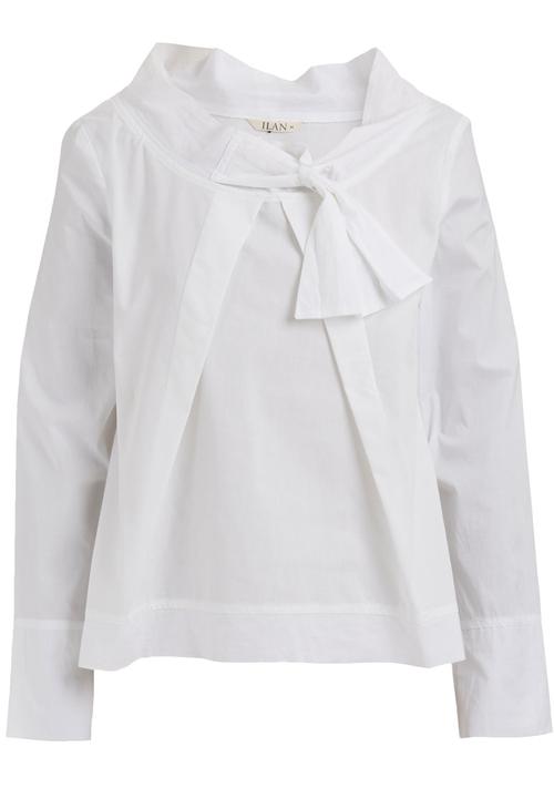 Ilan - Blouse with bow and pleat detail White