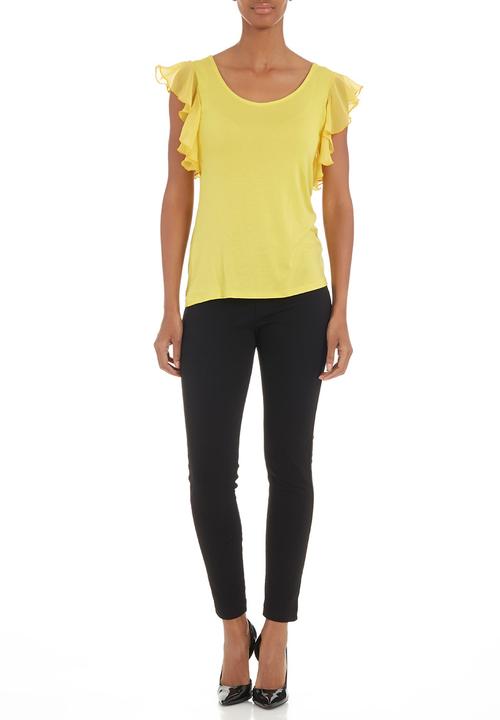 edit - Flutter-sleeved T-shirt Yellow
