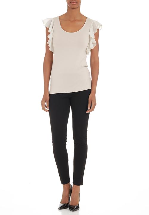 edit - Flutter-sleeved T-shirt Stone/Beige