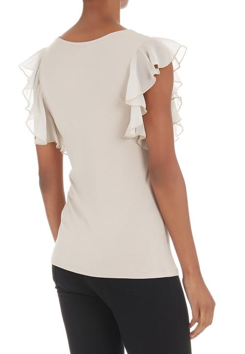 edit - Flutter-sleeved T-shirt Stone/Beige