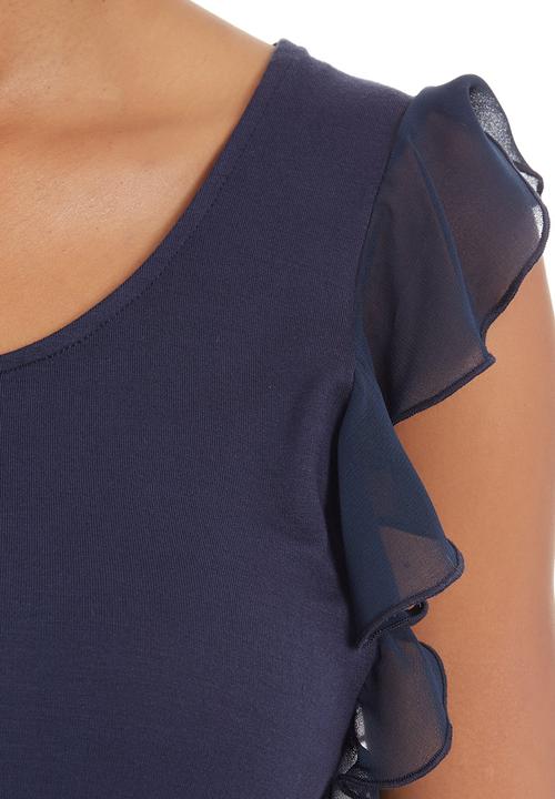 edit - Flutter-sleeved T-shirt Dark Blue