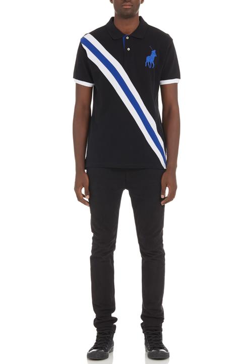 POLO - Diagonal stripe polo shirt Black