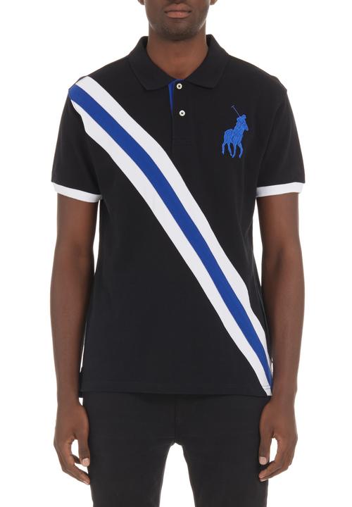 POLO - Diagonal stripe polo shirt Black