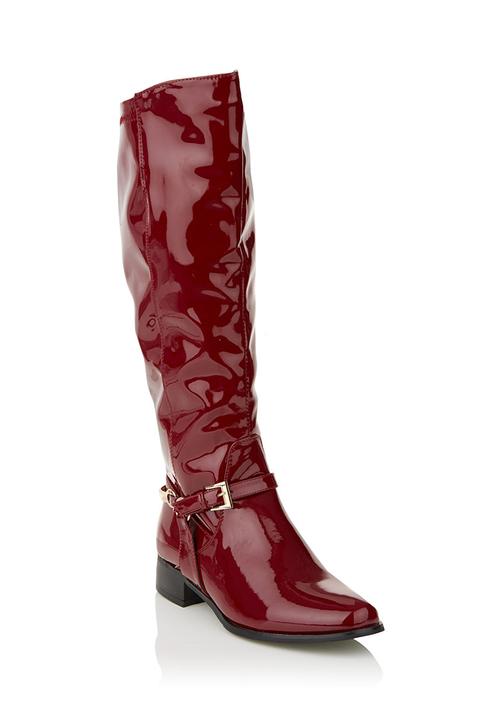 Long Patent Boots With Buckle Detail Red Rage Boots Superbalist Com