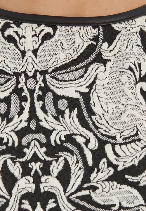 edit - Jacquard tunic with pleather trim Black/White