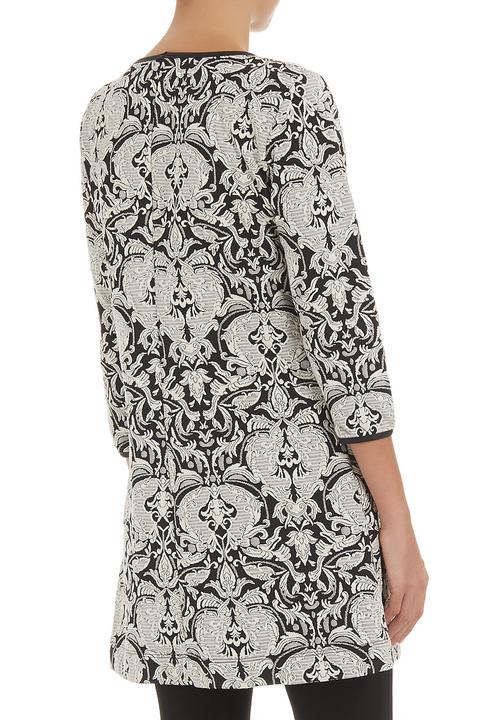 edit - Jacquard tunic with pleather trim Black/White