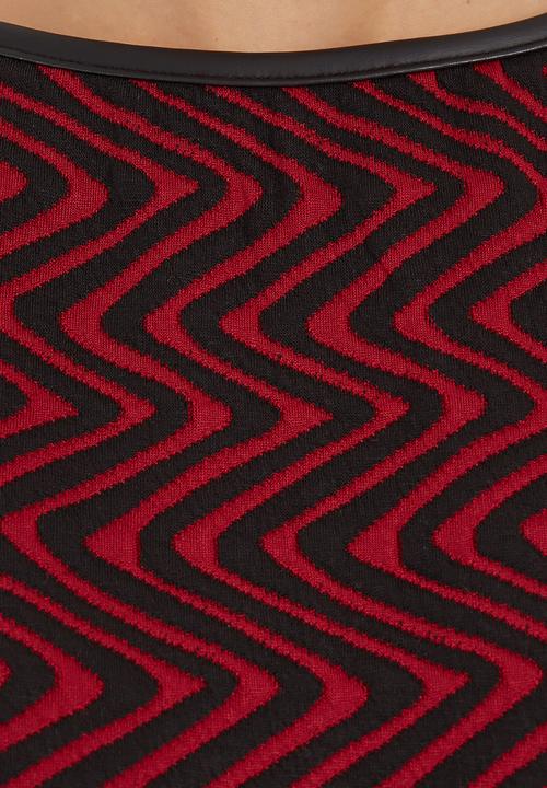 edit - Graphic-print tunic with pleather trim   Red