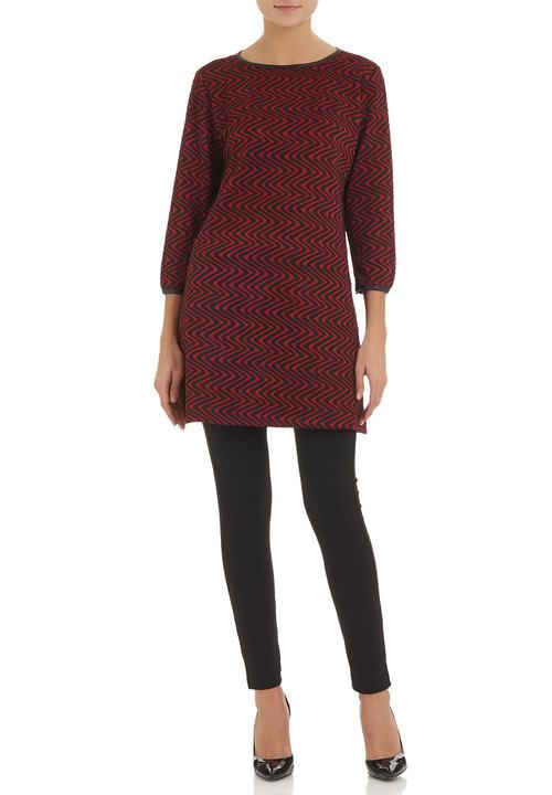 edit - Graphic-print tunic with pleather trim   Red