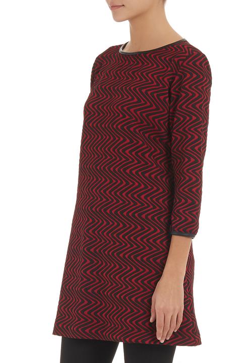 edit - Graphic-print tunic with pleather trim   Red