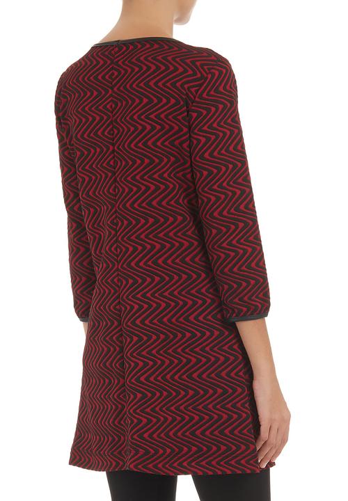 edit - Graphic-print tunic with pleather trim   Red