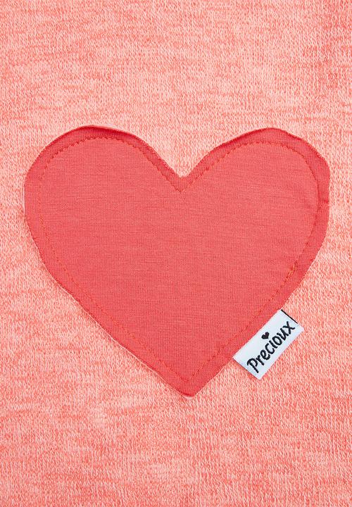 Precioux - Tunic Top With Applique Heart Coral