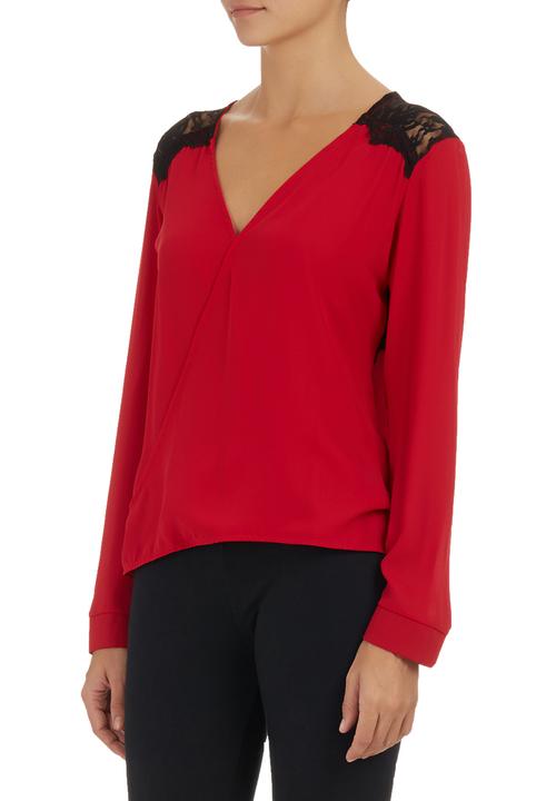 STYLE REPUBLIC - Crossover Lace Blouse Red