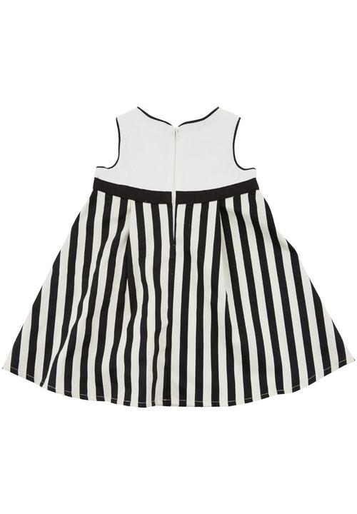 Phoebe & Floyd - A-line pleated striped pinafore Black/White