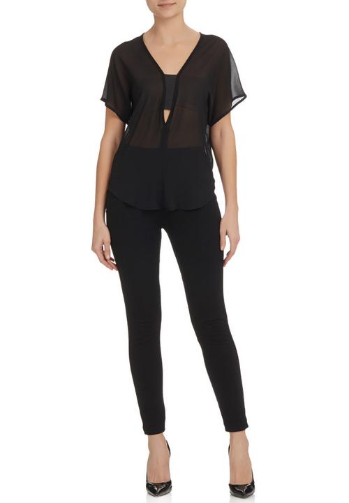 edit - V-neck elasticated blouse Black