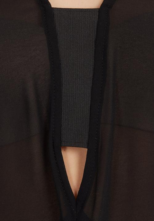 edit - V-neck elasticated blouse Black