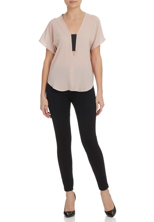 edit - V-neck elasticated blouse Stone/Beige