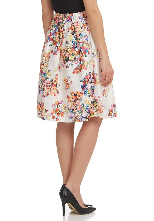 STYLE REPUBLIC - Sateen Floral Skirt Stone