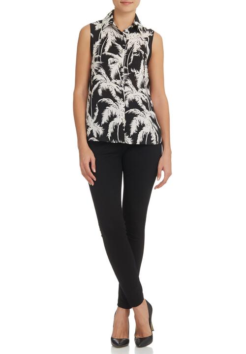 STYLE REPUBLIC - Open-back Sleeveless Shirt Black/White