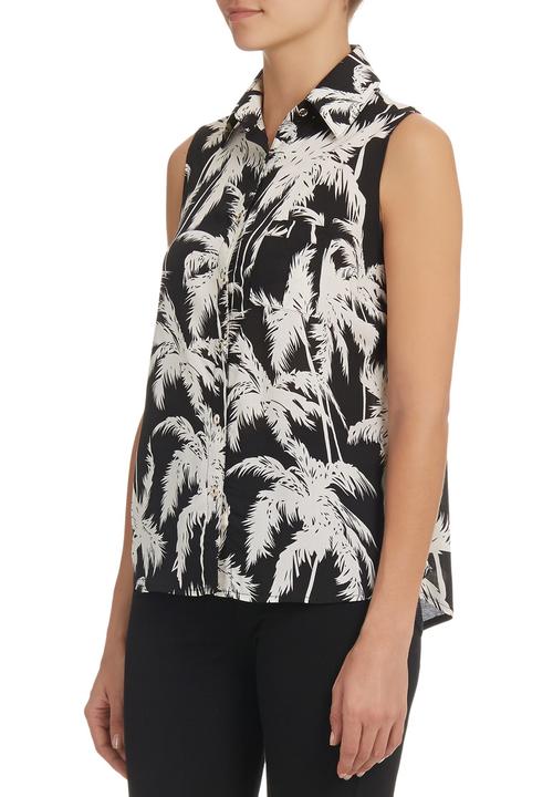 STYLE REPUBLIC - Open-back Sleeveless Shirt Black/White