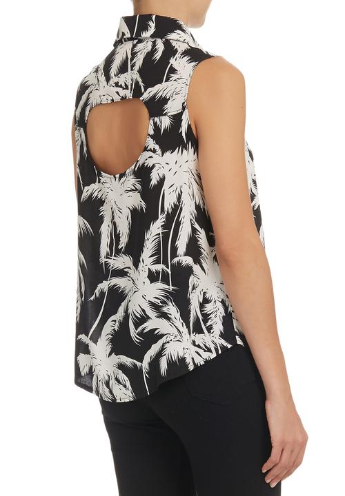 STYLE REPUBLIC - Open-back Sleeveless Shirt Black/White
