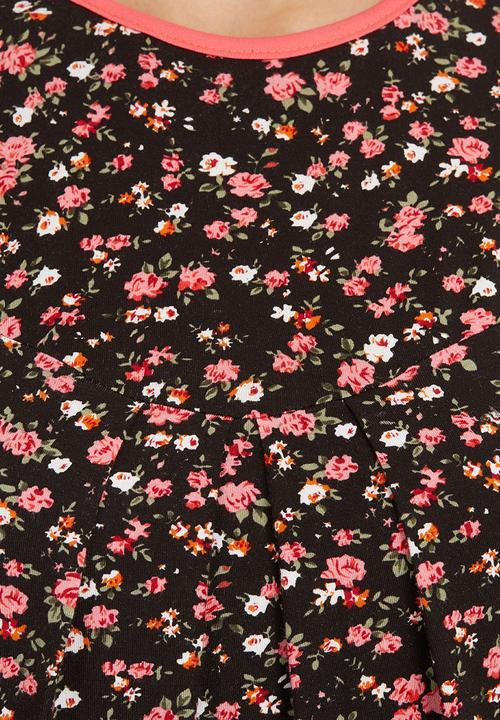 edit - Floral Tunic Black
